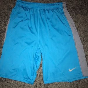 Turquoise Nike Athletic Shorts with Grey Stripe